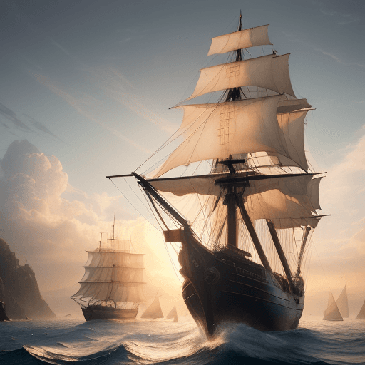 AI generated: Photo of a ultra realistic sailing ship, dramatic light, pale sunrise, cinematic lighting, battered,...