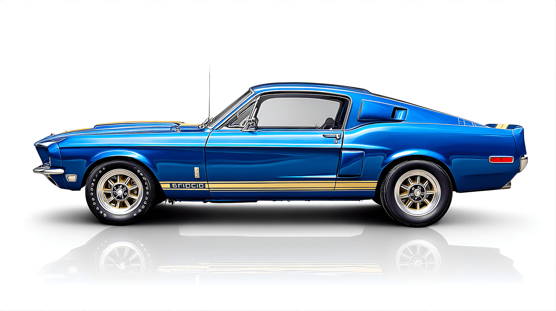 AI generated: detailed 1967 Shelby GT500 Mustang clipart, , and a, isolated on a white background
