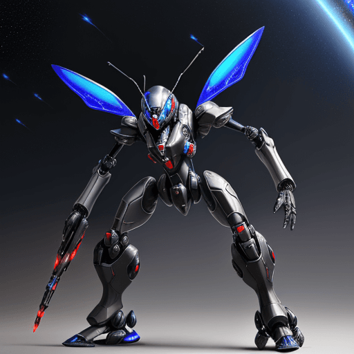 AI generated: 100 the army, max epic, blue ant army with silver armor invasion the planet, gun fire each other wit...