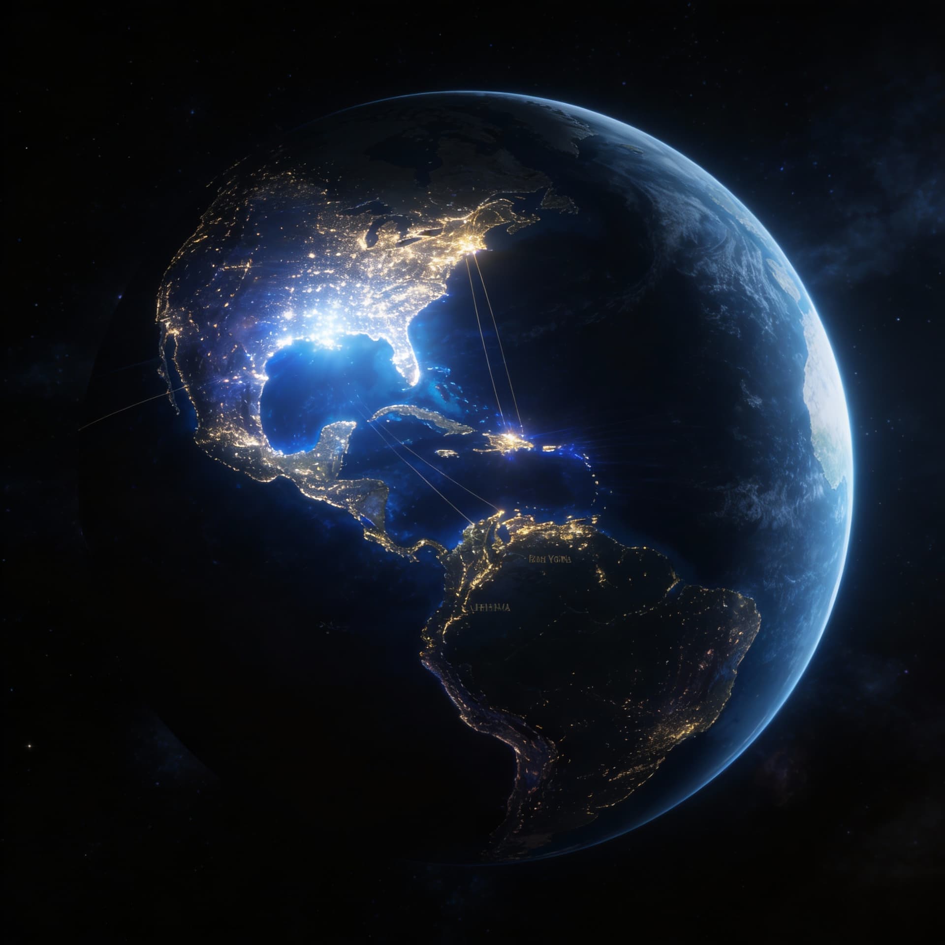 AI generated: Copy the reference images and create an orbital view of Earth from space, Western Hemisphere centere...