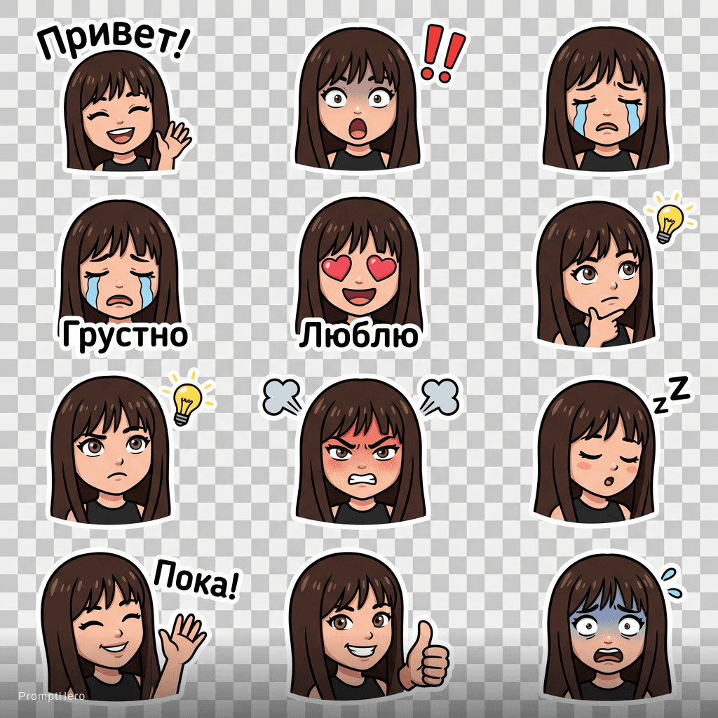 AI generated: Стикеры дружелюбные для месенджера мах в стиле аниме из моего фото
