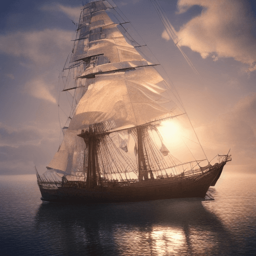 AI generated: Photo of a ultra realistic sailing ship, dramatic light, pale sunrise, cinematic lighting, battered,...