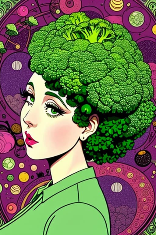 AI generated: broccoli from outer space with style of Ralph Bakshi style of George Barbier