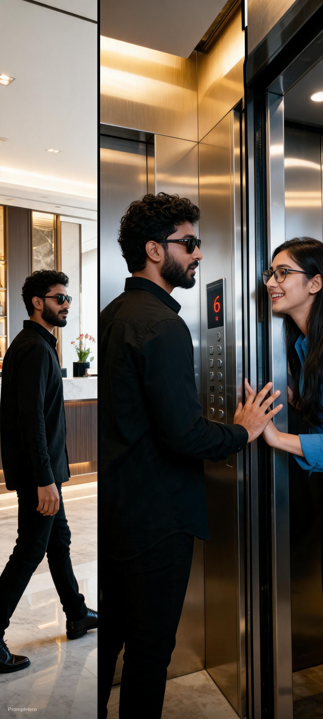 AI generated: A continuous cinematic scene across multiple camera cuts.
A stylish young Indian man with curly hair...