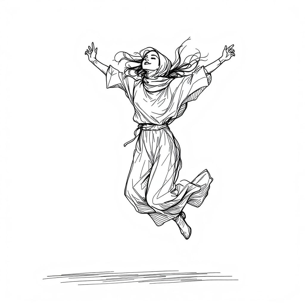 AI generated: minimalist line art drawing of a Beautiful and cute and glamorous with a little hair not covered ,Mu...