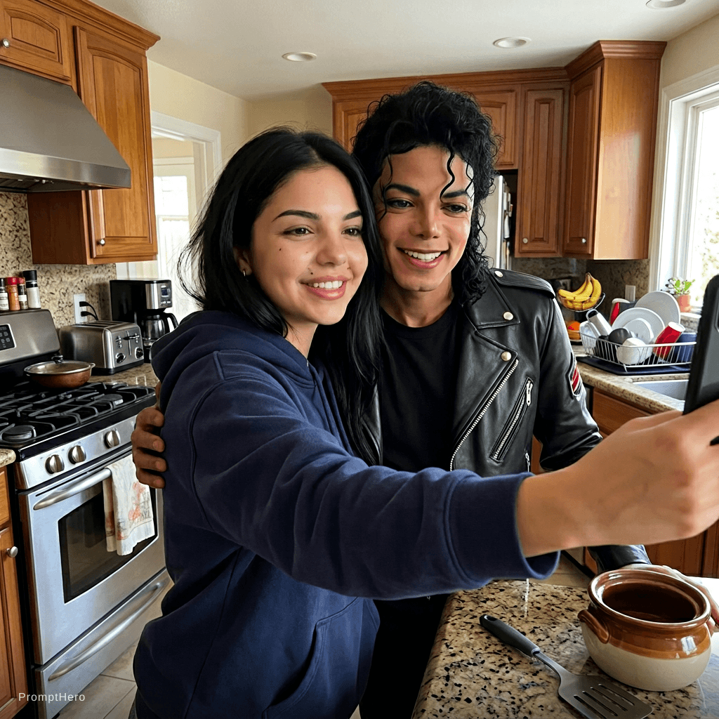 AI generated: with Michale jackson on a kitchen