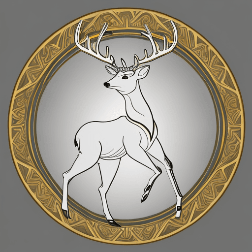 AI generated: A full-body strong deer in a circle with Greek art style, inspired by the Milwaukee Bucks basketball...