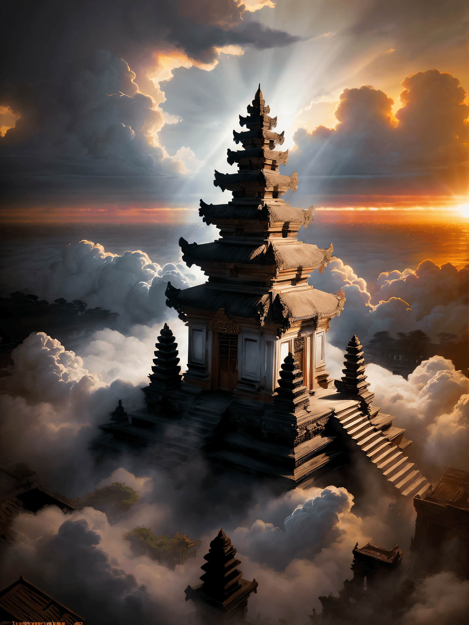 AI generated: (masterpiece Illustration, best quality:1.2) [style of Tyler Edlin+style of John Blanche] , Ruins of...