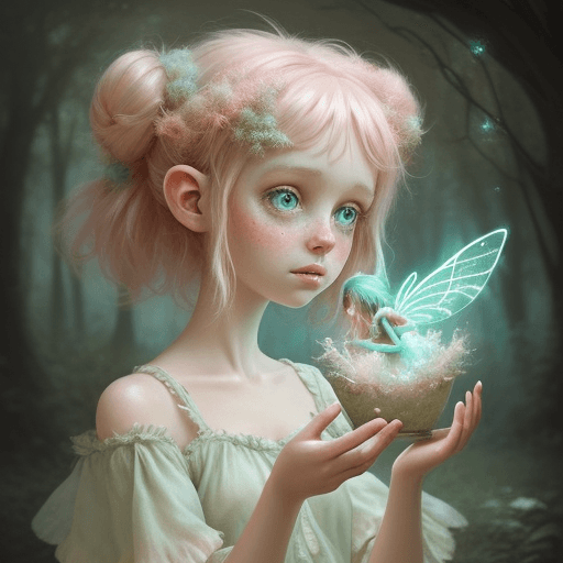 AI generated: Shabby chic dreamy glows pastel woodland freckled fairy girl swirling magical fairytale abstract art...