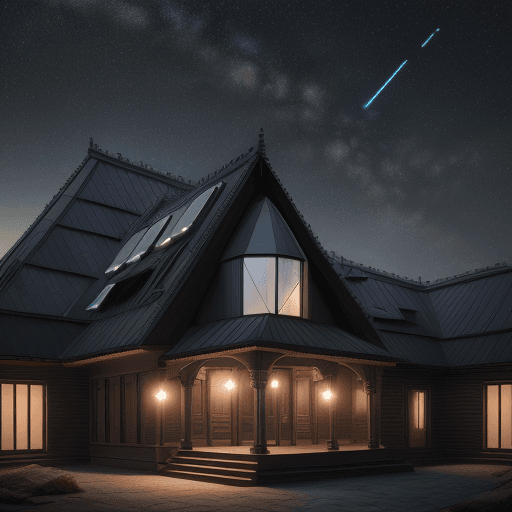 AI generated: High resolution photography design, solar roof, light sabels, 8k, intricate detail, photorealistic, ...