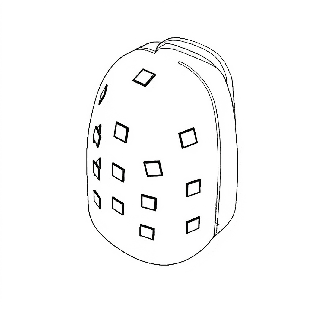 AI generated: Create a technical line drawing of this image. Use thicker lines and avoid thin gaps between shapes.