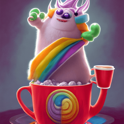 AI generated: "An absolutely adorable and quirky squismallow creature with rainbow fur is depicted in a medium pro...