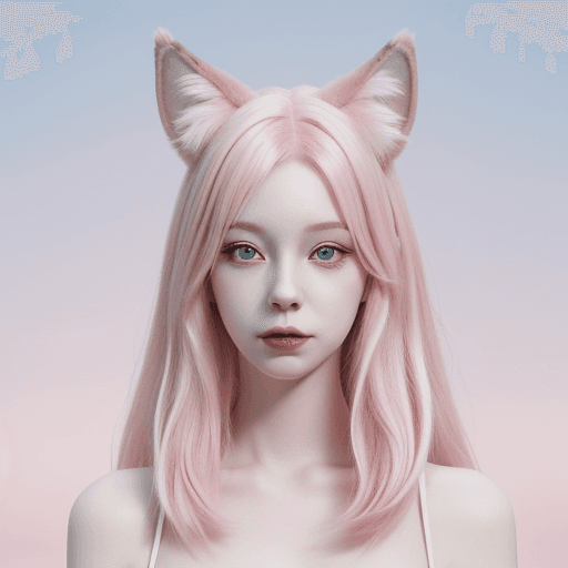 AI generated: Furry, Pink hair, Pale skin, Wolf ears