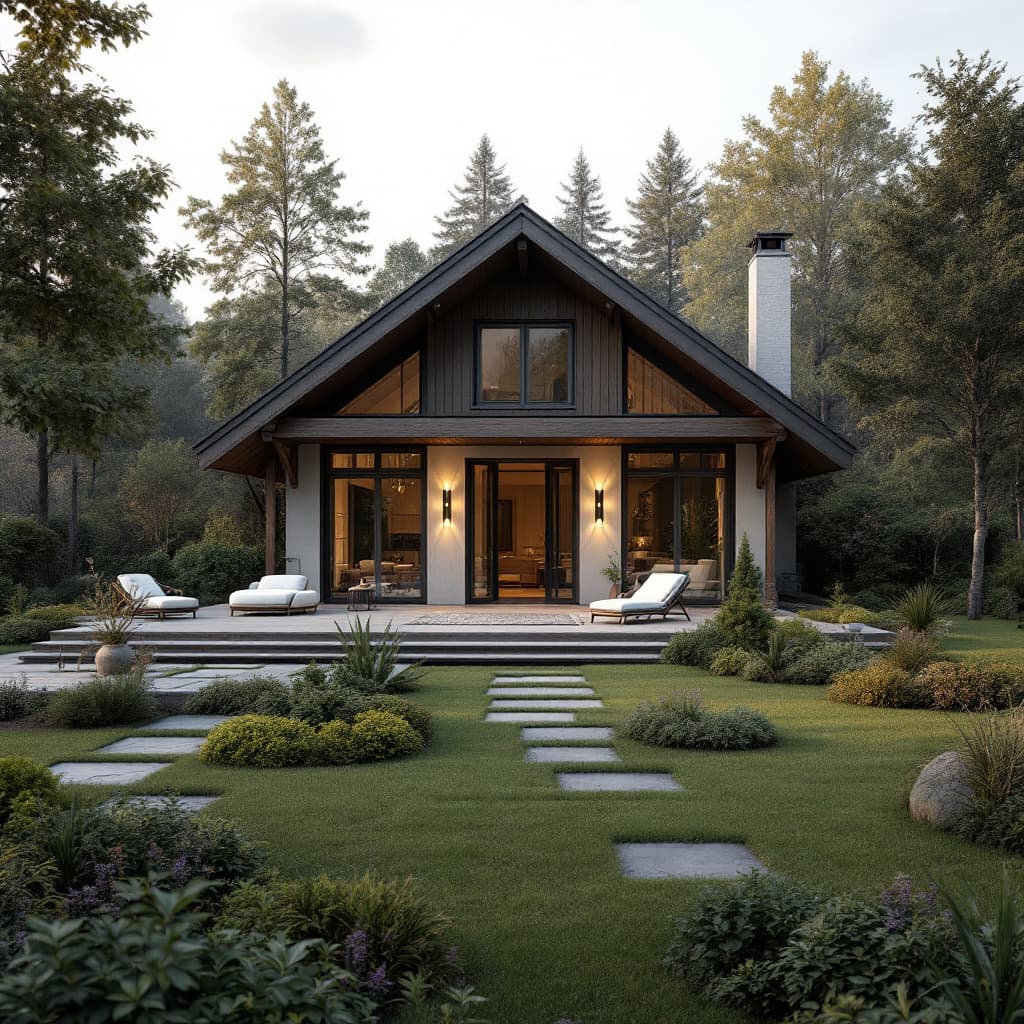 AI generated: Hello, please generate a realistic image of a patio house. A perspective of the patio wit a plan of ...