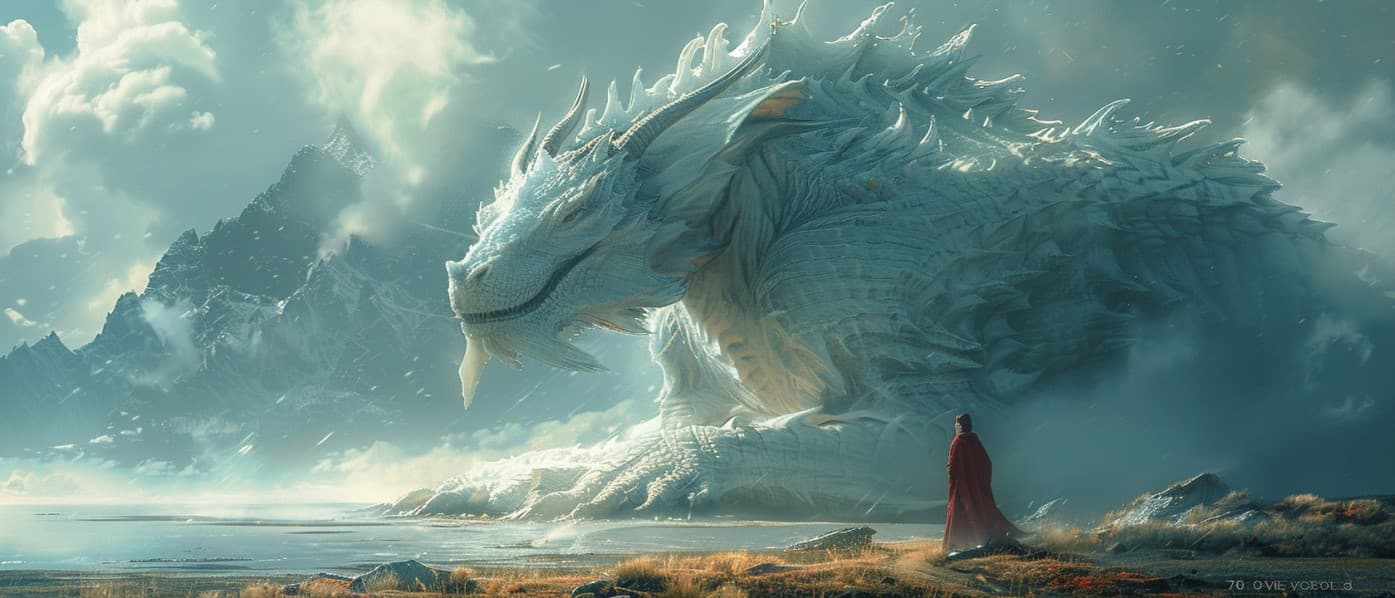 AI generated: Landscape photography, An epic fantasy landscape where a mountain becomes a huge dragon, Ultra HD --...