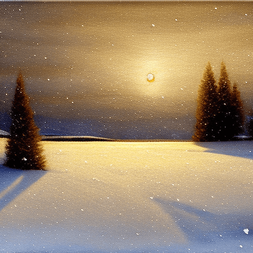 AI generated: snow storm at night.
ice crystals falling to the ground.
faint golden light on the flat barren horiz...