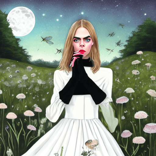 AI generated: big eyes, pale skin, glossy lipstick Cara Delevingne, facing viewer, looking at viewer,   upper body...