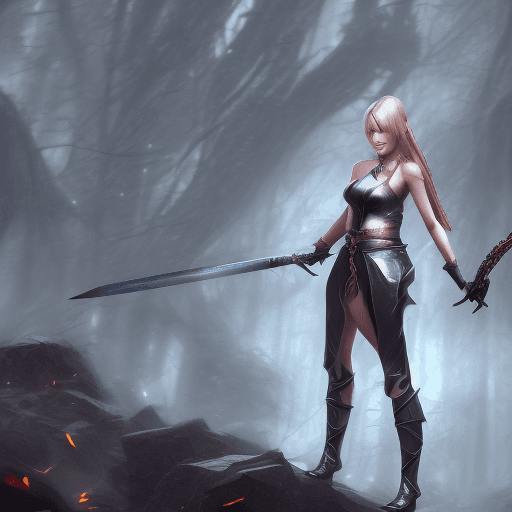 AI generated: Design a landscape in the style of ps2, the female character is detailed and sexy      
video game ...
