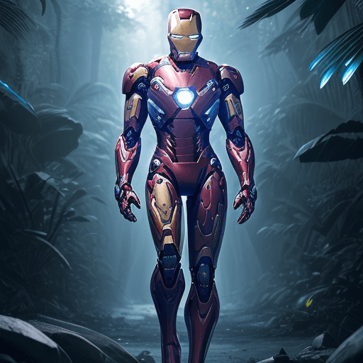 AI generated: Mechanical suit, Iron man style but slip to normal human body. Suit is fully black, covers whole bod...