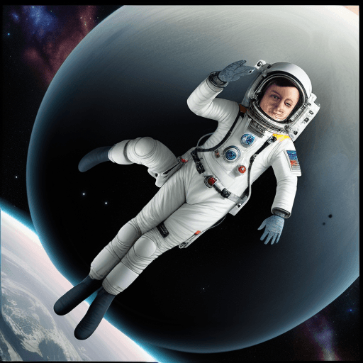 AI generated: uma astronauta a olhar pela janela da estação espacial



