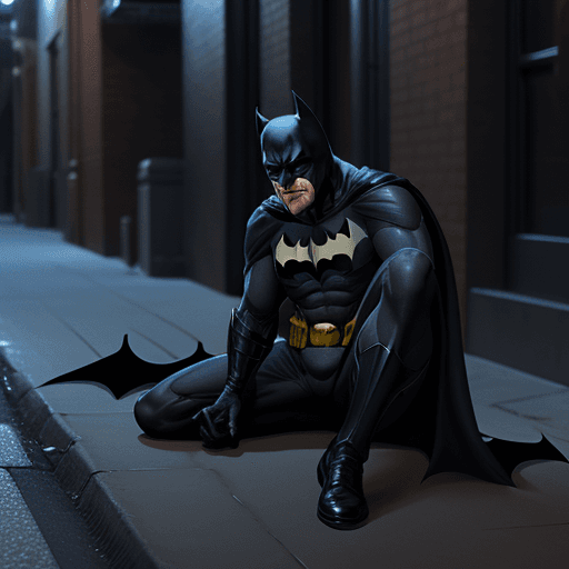 AI generated:  batman sleep on street, 4 k ulra hd