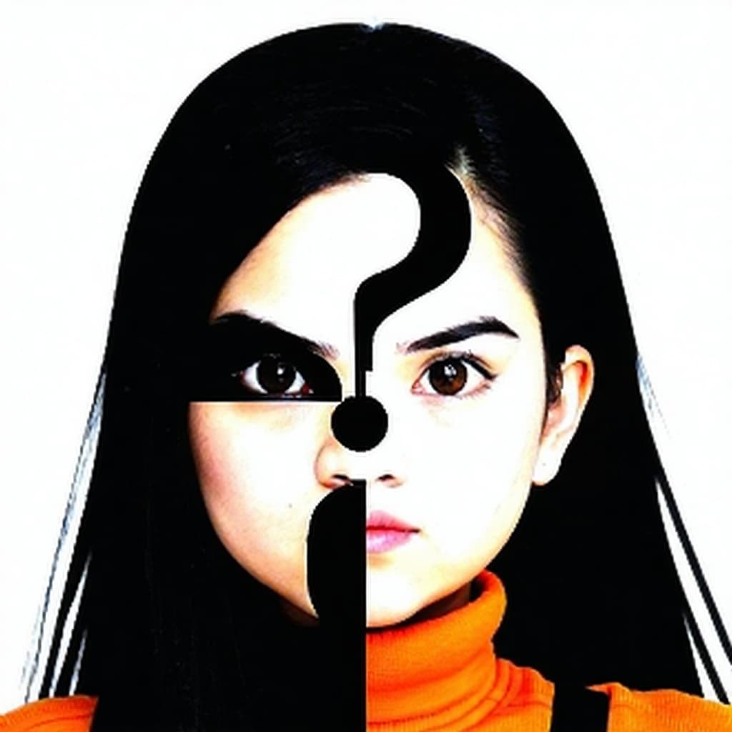 AI generated: I want a person, that you don't know if it's man or woman, with a question mark in the face, cartoon...