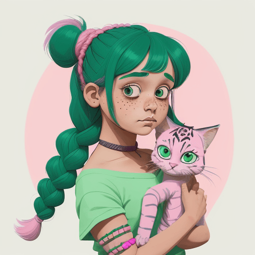 AI generated: An Doodle style illustration of a quirky girl 5 year old  like chutki from chhota bheem animation
 w...