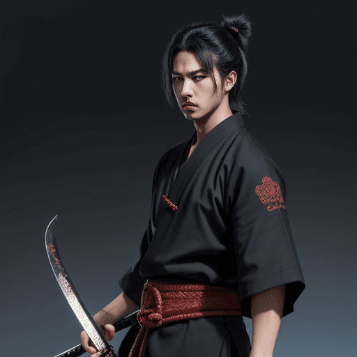 AI generated: Murmaidlike Man with two katanas
