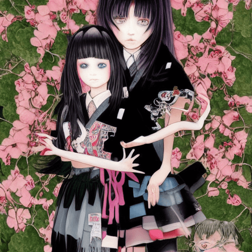 AI generated: (Masterpiece, Award winning , Best Quality:1.2), art by Shintaro Kago, solo, menhera, Yamikawa Punk,...