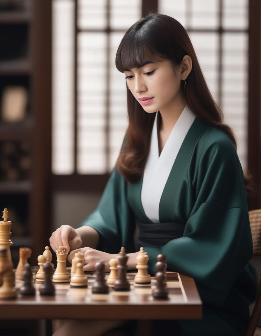 AI generated: Hinata playing chess with roshi