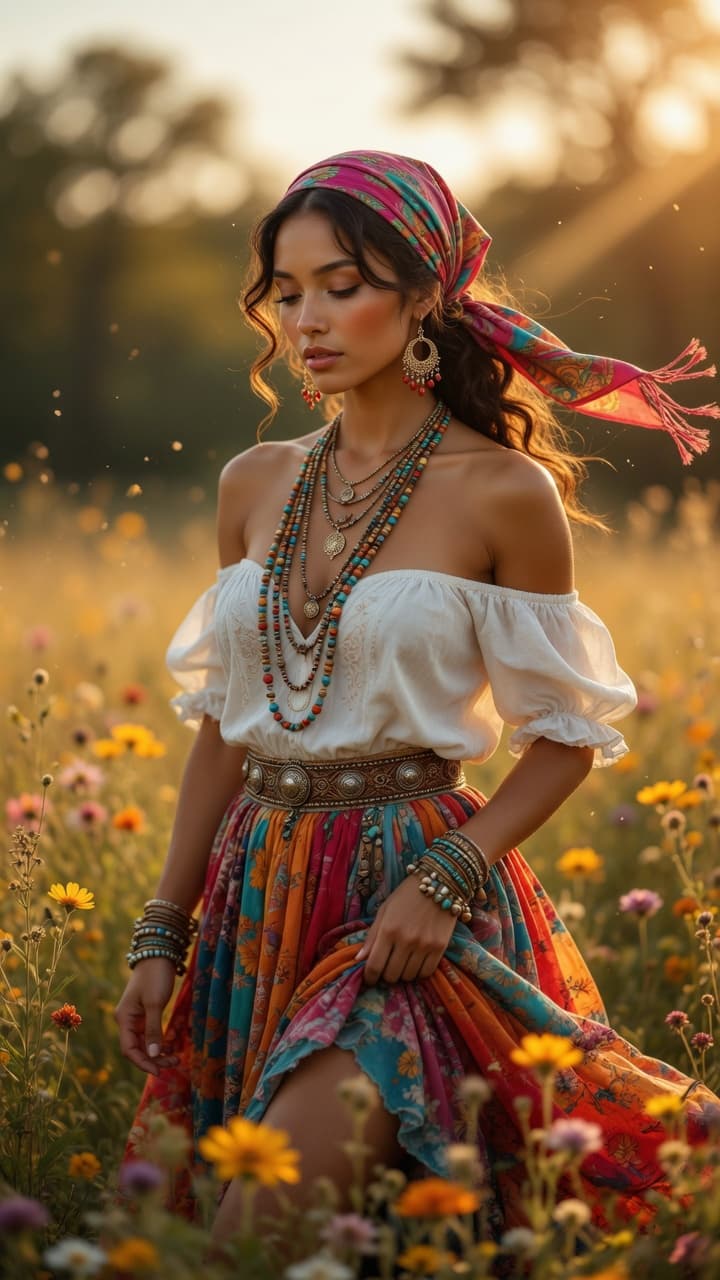 AI generated: Ultra-realistic photography of a beautiful young woman with a healthy golden tan complexion, thin de...