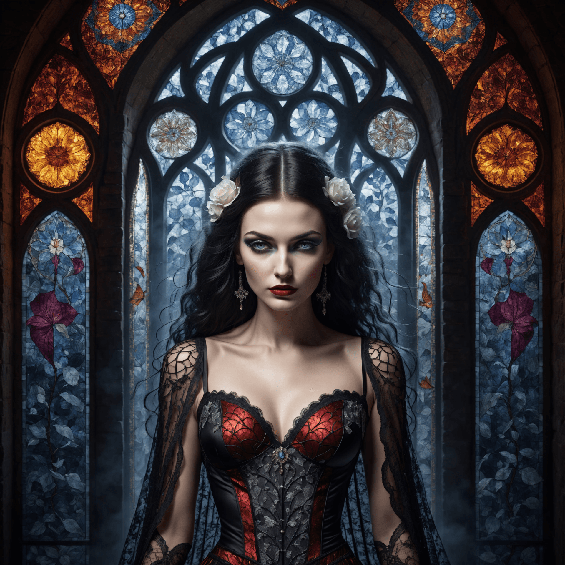 AI generated: surreal masterpiece of a gothic snowwhite, crying and angry, gothic enchantress adorned zentangled l...