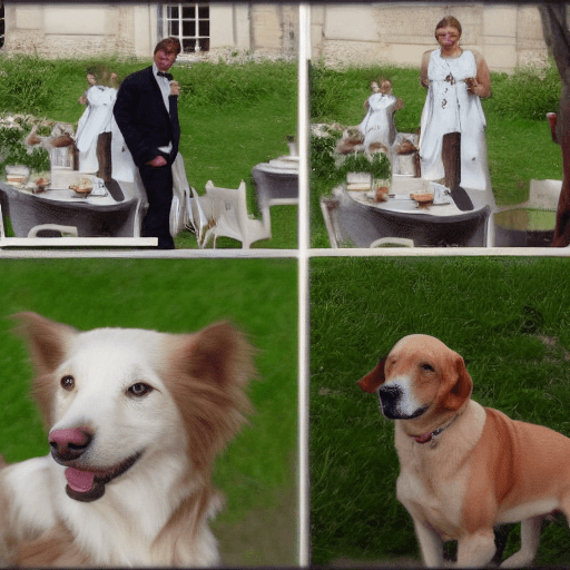 AI generated: un chien qui promène sont maître