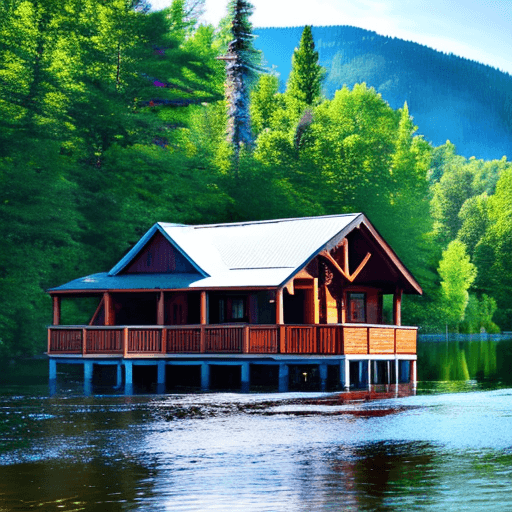 AI generated: Beautiful riverside fishing cabin Cottagecore Cottag, 8k