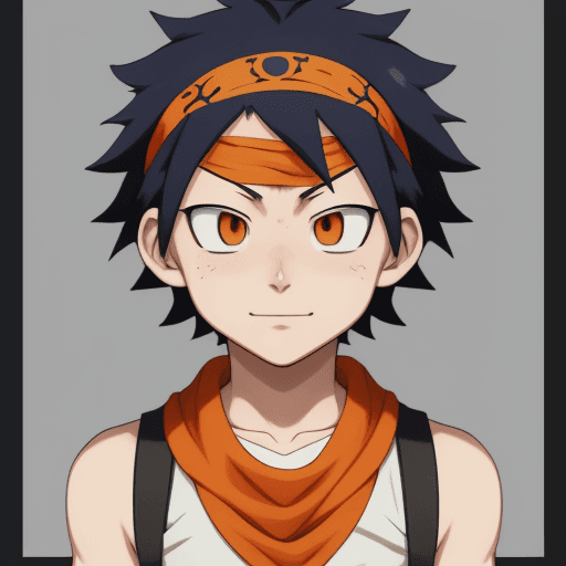 AI generated: Emie Fukukado,My Hero Academia,orange bandanna,third eye,