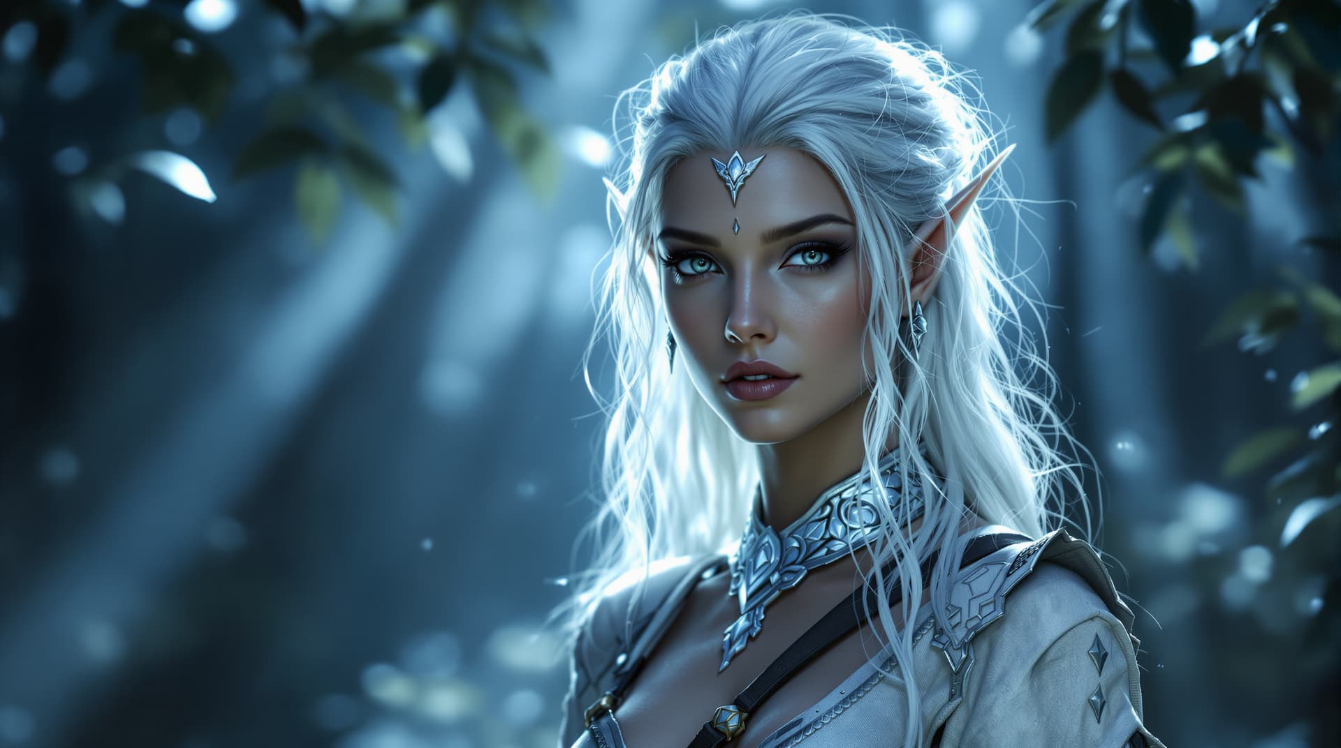 AI generated: Silvara (D’Argent) — Silver Dragon in Elven Guise Moonlit forest clearing with silver mist. Silvara ...