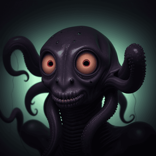 AI generated:  high quality foto of a scary alien, with one hole instead of eyes, as mouth tentacles, long tentacl...