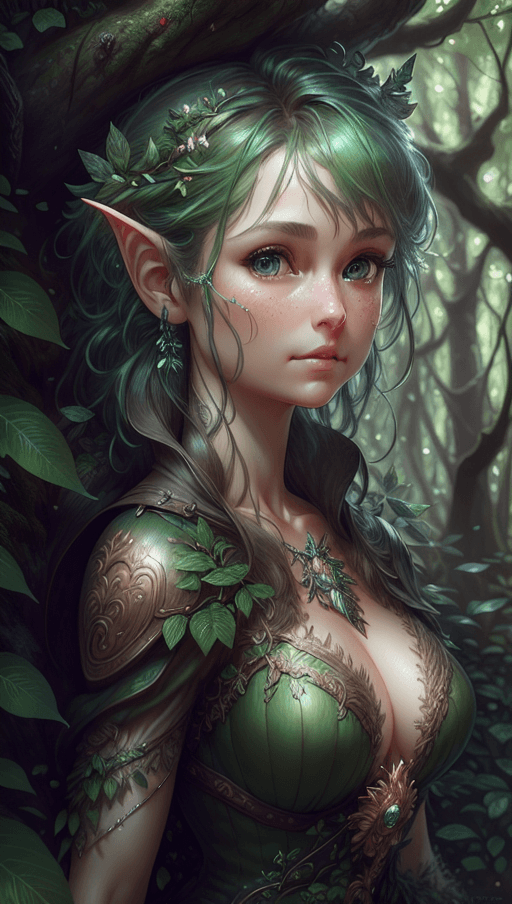 AI generated: Insanely detailed head and shoulders of A pixie in a forest :: perfect proportions :: flawless eyes,...