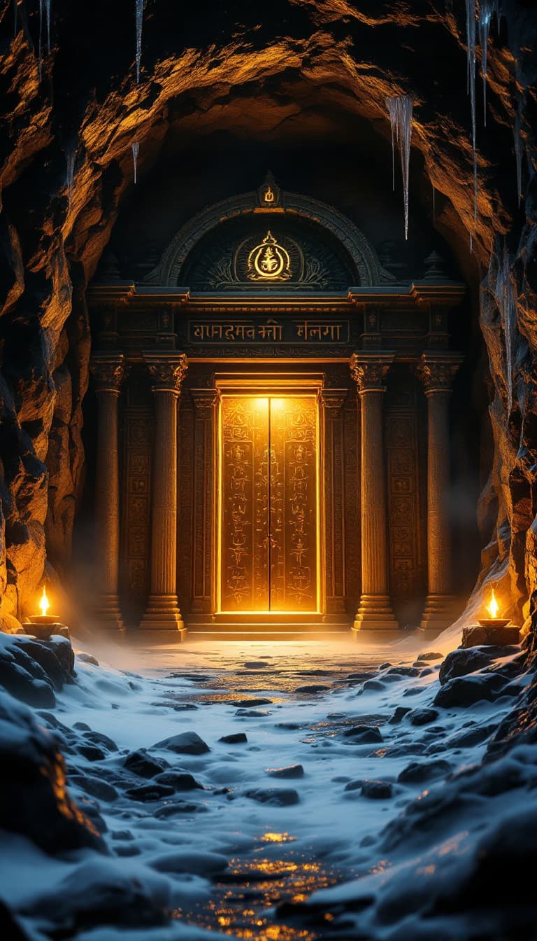 AI generated: 📌 Scene 2: Mysterious Temple Entrance in a Cave 🚪🌟
Prompt:
"A hidden entrance to an ancient Shiva...