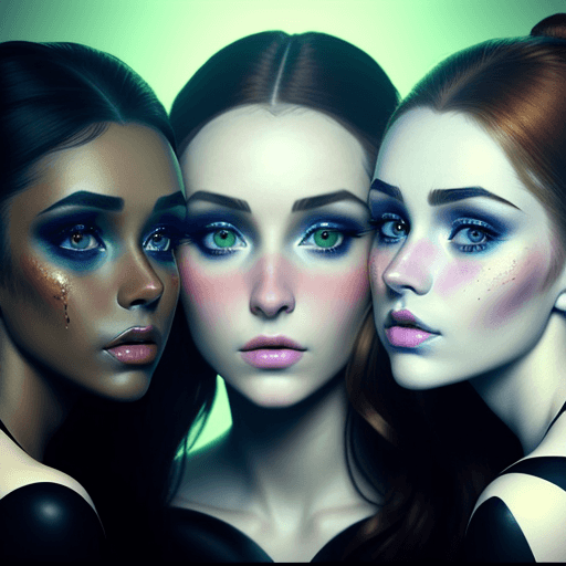 AI generated: photo of 3 beautiful Irish girls, applying makeup, realistic skin texture,
allie sinn lookalike