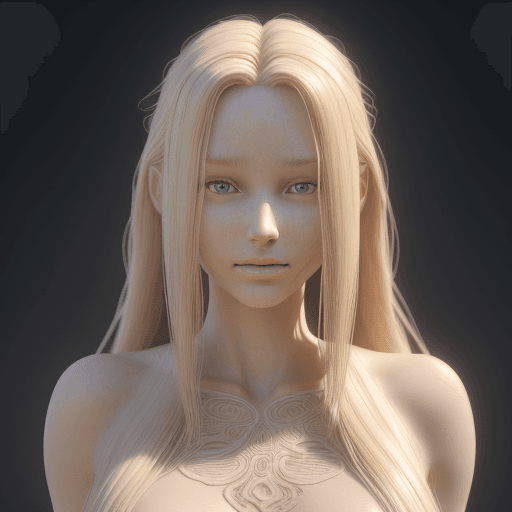 AI generated: Bare skin, nude, naked, long hair, hair, smooth hair, blonde hair, European, blissful, happy, natura...