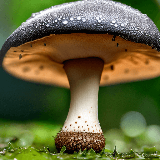 AI generated: photo
close-up
Ant perspective
Umbrella mushroom in the forest
There is morning dew
drizzling
Light ...