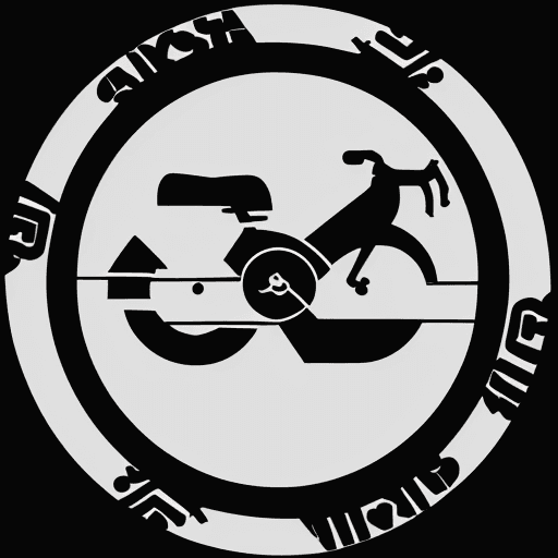 AI generated: Miminalistic, 2d black and white logo of a bicycle. Left wheel is shaped like a "G", right one like ...
