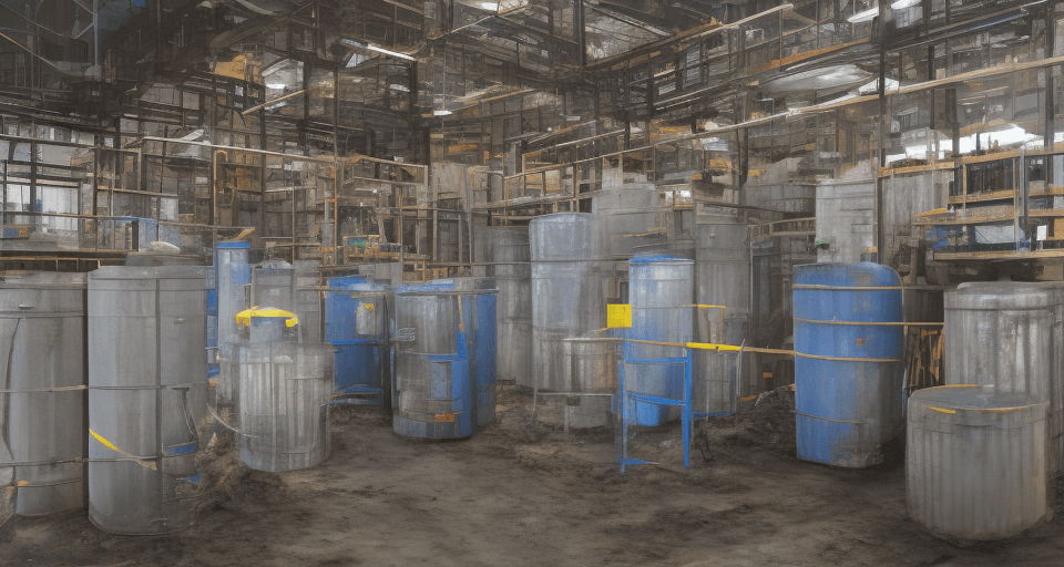 AI generated: High resolution photograph of both industrial waste containers inside a factory