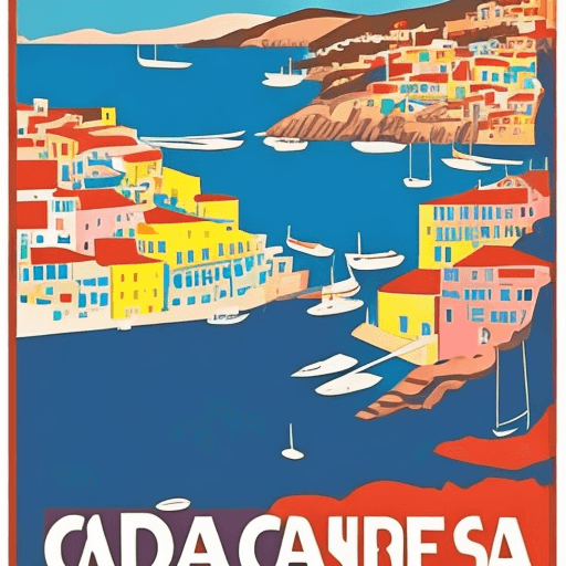 AI generated: travel poster, Cadaques in Spain,retro, vibrant colors, minimalist design, --ar 2:3
joli