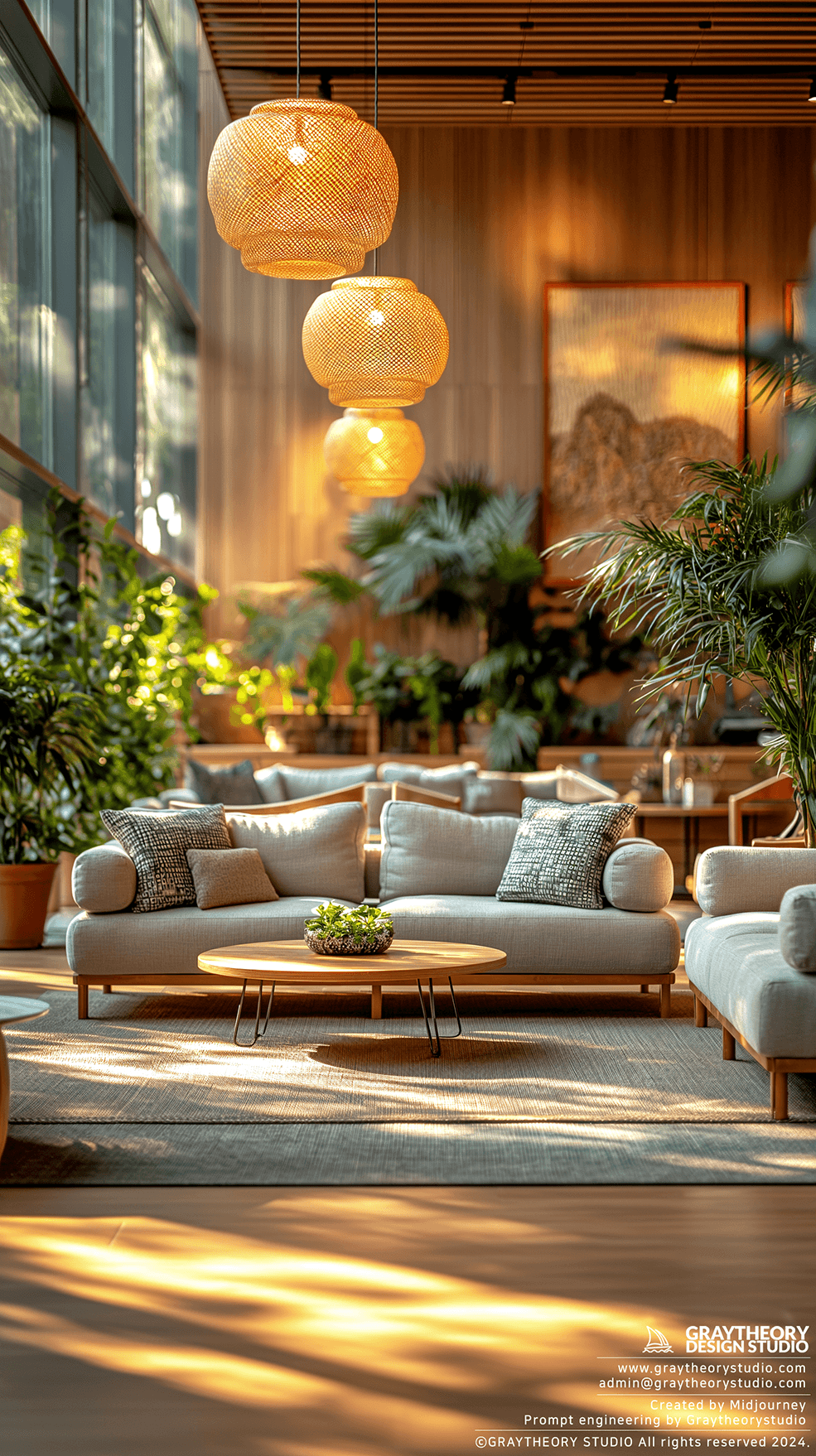 AI generated: reception lounge area, casual, soft, daylight
