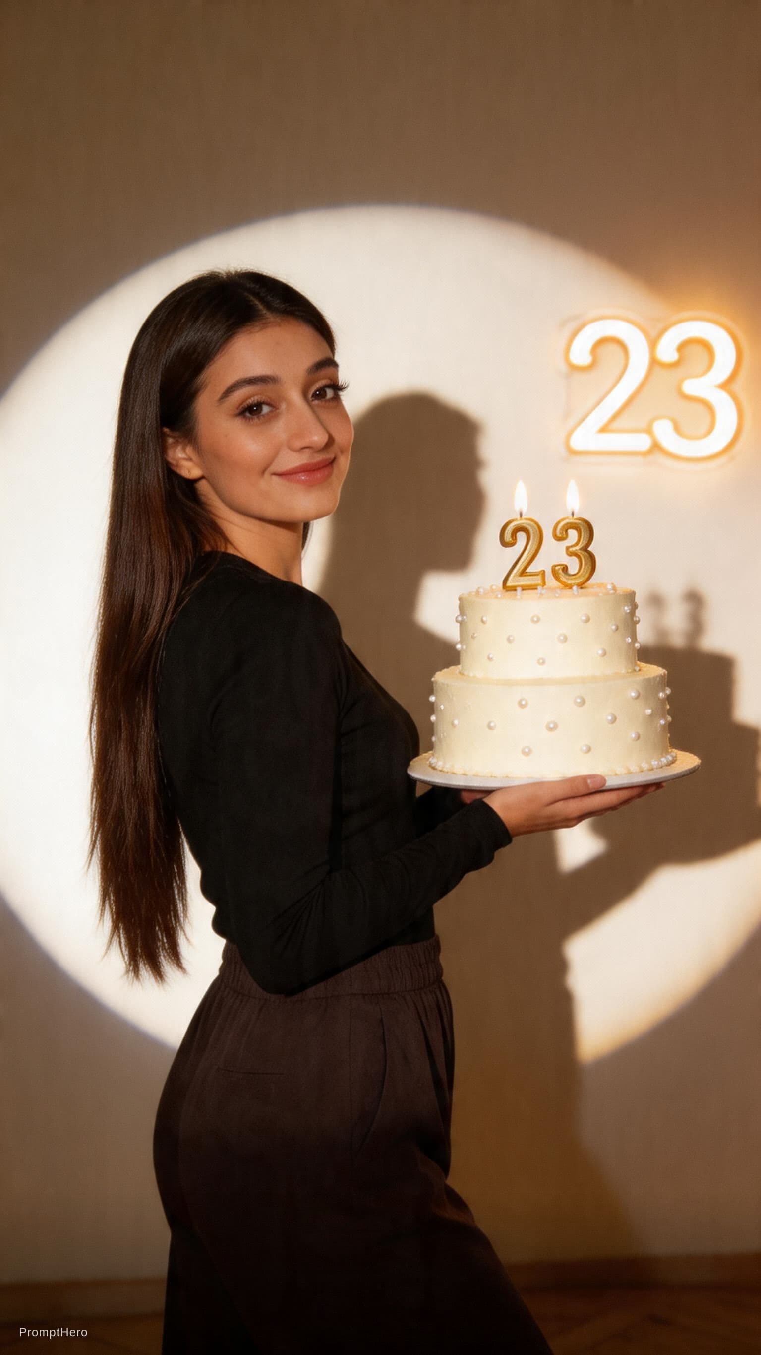 AI generated: Ultra realistic luxury birthday photoshoot of a woman celebrating her 30th birthday, high-end studio...