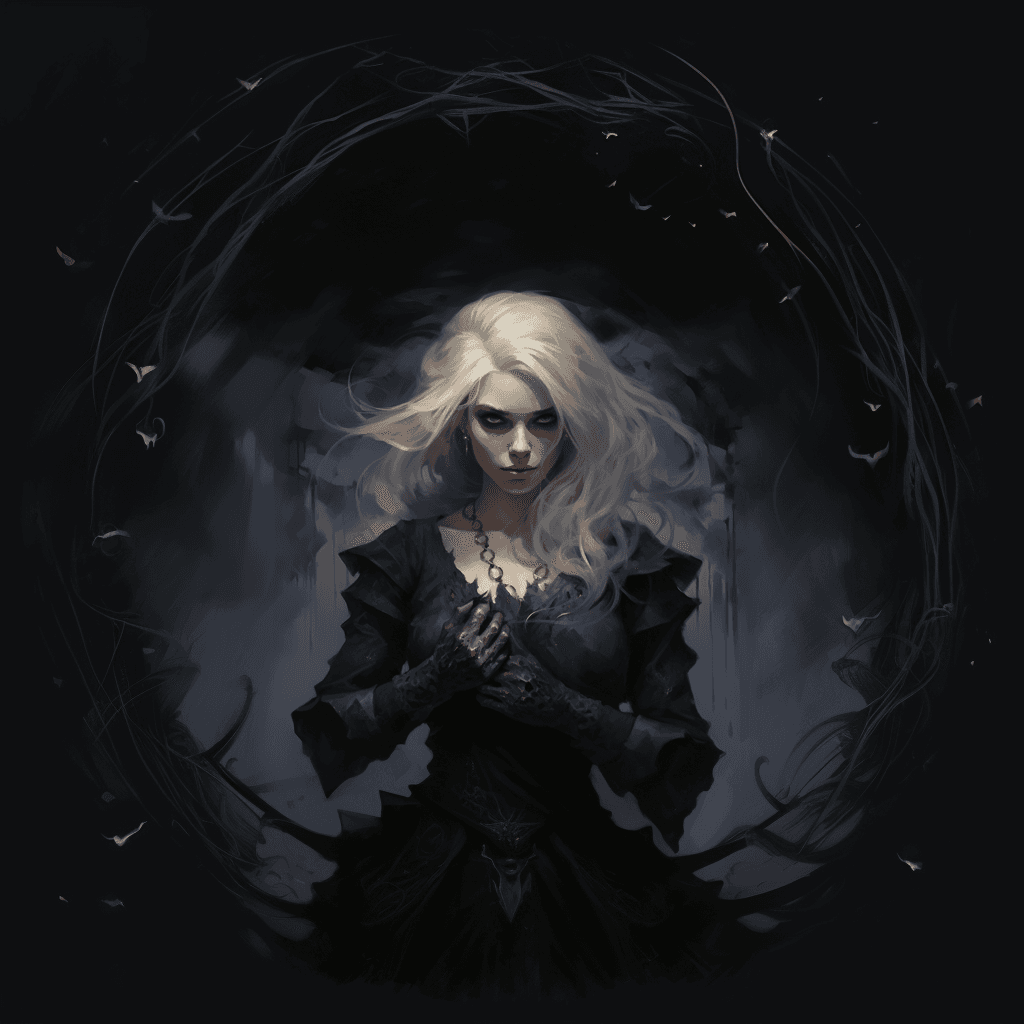 AI generated: **Necromancer, a very young girl,rich in detail, traditional oil painting,summon circle, sliver hair...