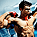 AI generated: a muscular boy like Zyzz with his arms up showing off his muscles without tshirt in realistic photog...