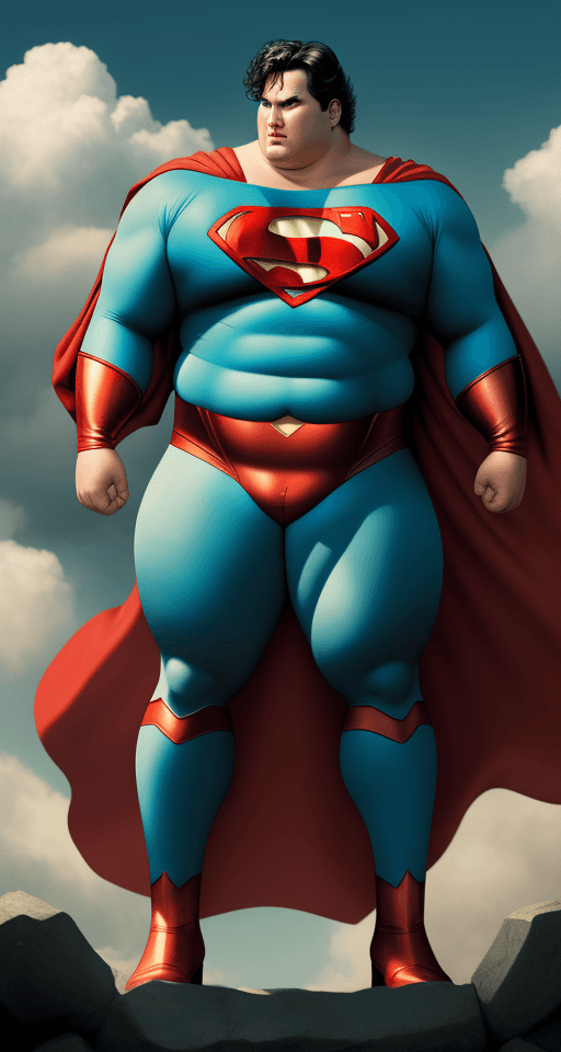 AI generated: Dramatic fat superman